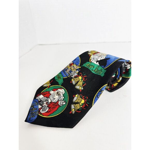 SANTA JINGLE BELLS‎ Christmas Men's Necktie COMPANY B TIES BLACK RED - Picture 5 of 5